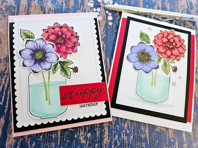 Two Step Stamping with Fresh Flowers 1 and 2 from Gina K. Designs