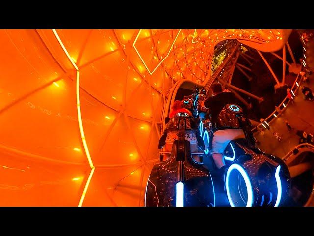 TRON Lightcycle / Run! RARE Orange Canopy POV! 4K Roller Coaster POV Magic Kingdom Walt Disney World