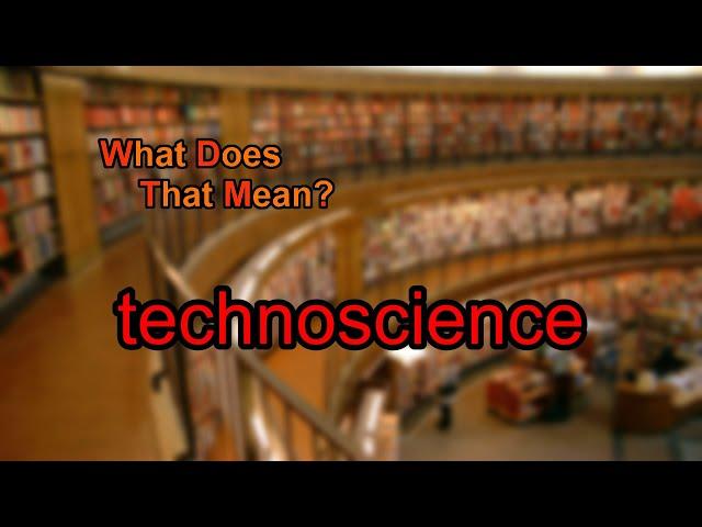 What does technoscience mean?