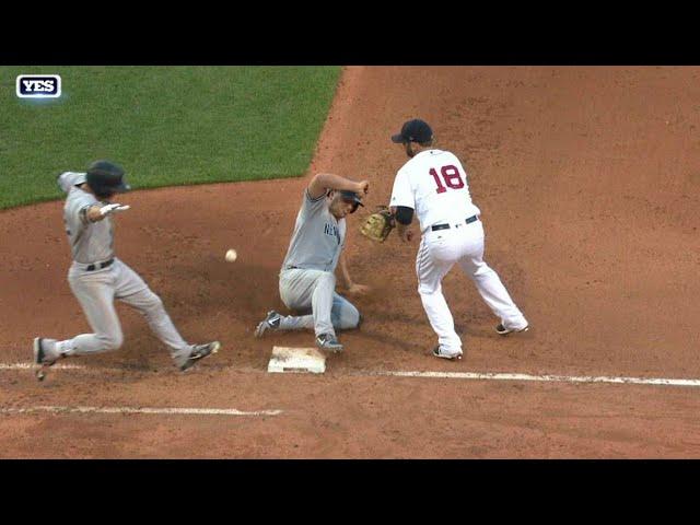 NYY@BOS: Umpires call for rules check on bizarre play