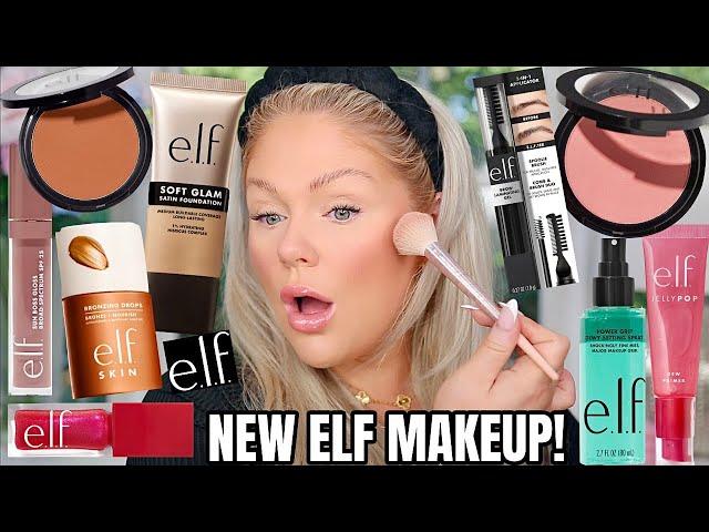 I Tried ALL *NEW* elf Makeup  Elf Soft Glam Foundation, Sun Boss Gloss, Brow Laminating Gel & more