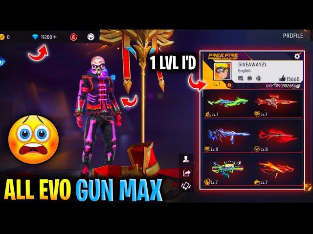 1 Lvl I'd All Evo Gun Fully Upgraded 0-Max  | 9 Diamond Only New Lucky Wheel Discount 