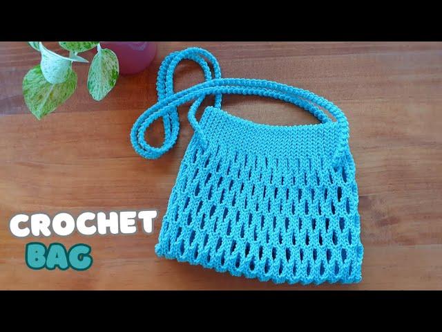 How to Crochet Net Bag | Crochet Sling Bag Beginners Friendly | Vivi Berry Crochet