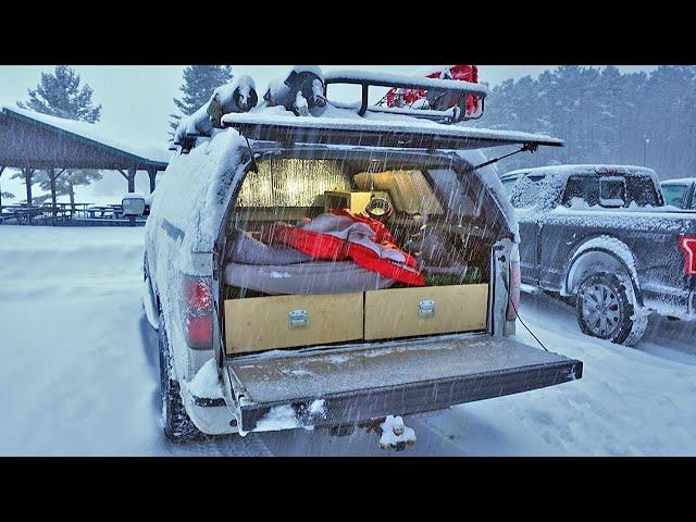 Solo Overnight Truck Camping in a Blizzard - 100,000 Subscriber Special