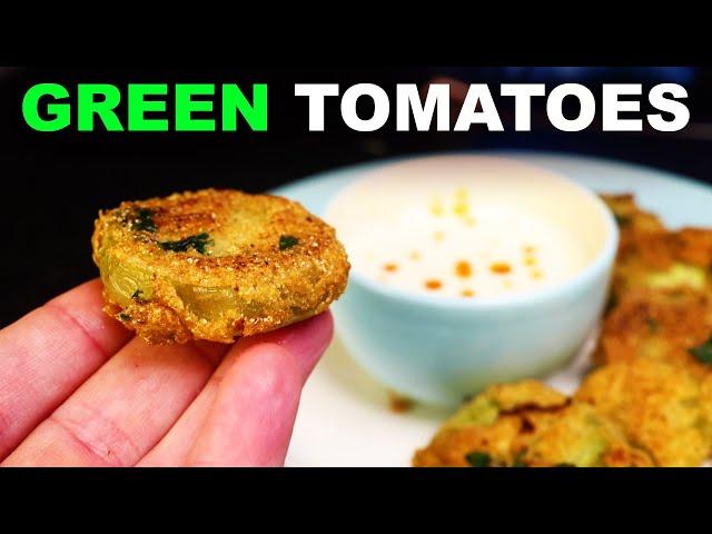 Fried green tomatoes, with buttermilk dipping sauce