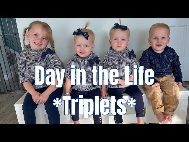 Day in the Life with Triplet 1 year olds & a 5 year old!