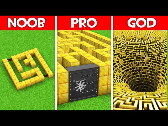 Minecraft Battle: GOLDEN MAZE BUILD CHALLENGE - NOOB vs PRO vs HACKER vs GOD in Minecraft!