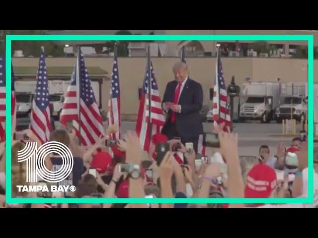 President Trump throws masks into crowd at Florida campaign rally