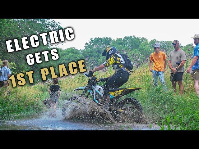 Electric Places 1st Vs 200cc Gas Bikes! Atalissa, IA Harescramble - IERA