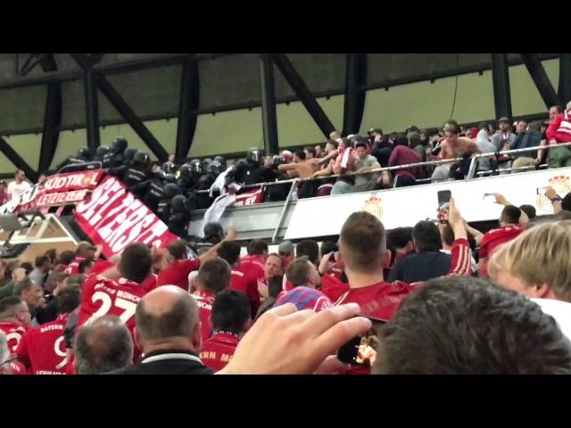 Excessive police violence during the half-time break of the game Real Madrid vs Bayern Munich