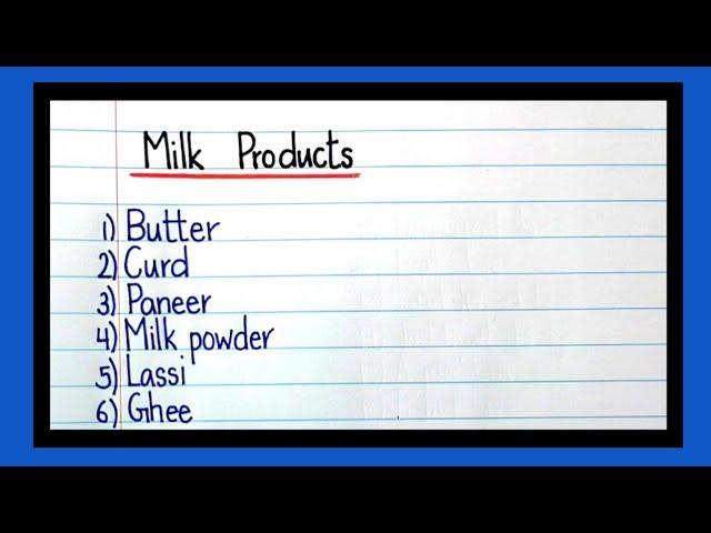 milk products names| 10 milk products