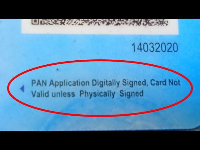 PAN Application Digitally Signed, Card Not Valid unless Physically Signed | No signature on Pan Card