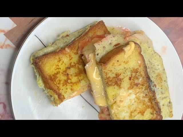 Cheese egg toast breakfast | one pan egg  toast sandwich | easy breakfast