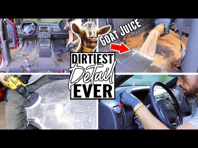 DIRTIEST Detail Ever! Deep CLEANING A Nasty Farm Truck JEEP Cherokee!