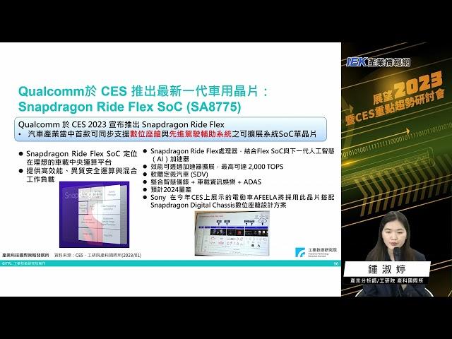 CES 2023 高效運算 – 汽車科技及前瞻應用趨勢　鍾淑婷