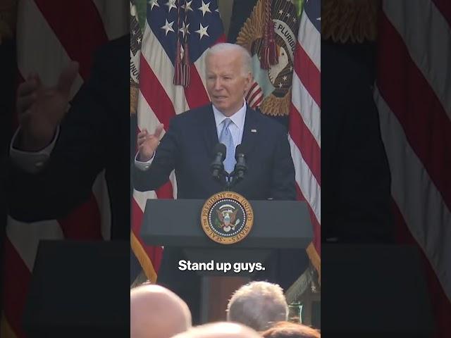 Biden mistakenly claims American held by Hamas is ‘here with us today’ at Rose Garden party #shorts