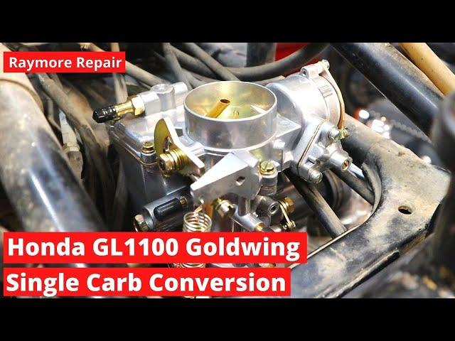 1982 Honda GL1100 Goldwing Single Carb Conversion Kit Installed and Start Up.