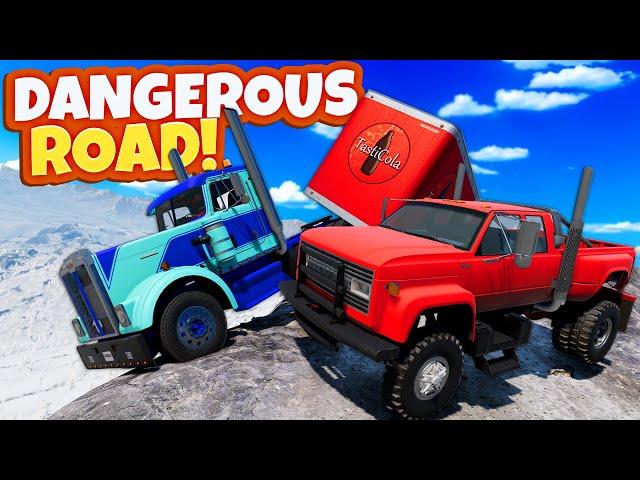 We Drove the New Truck on a Snowy Dangerous Mountain in BeamNG Drive!