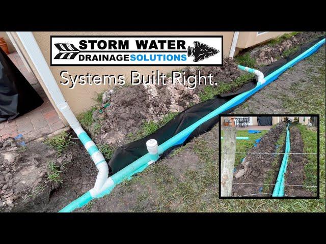 How To Build A French Drain - Yard Drainage - Dual Pipe Roof Runoff System