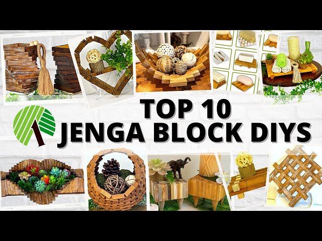 TOP 10 Tumbling Tower Block Crafts From the Past - Dollar TreeJenga Block Home Decor on a Budget!!