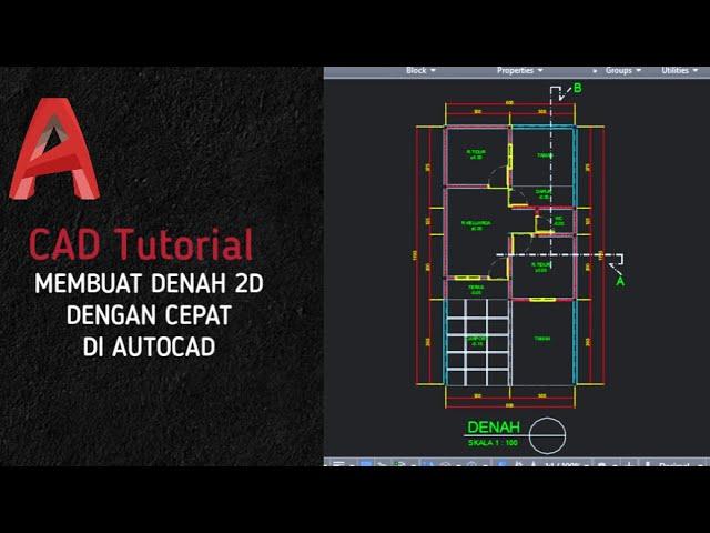 Cara membuat denah 2D Cepat | Multyline autocad for beginners PART1