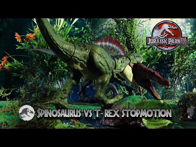 Jurassic Park III | T-Rex vs Spinosaurus Extended Stop-Motion Fight | 4K |