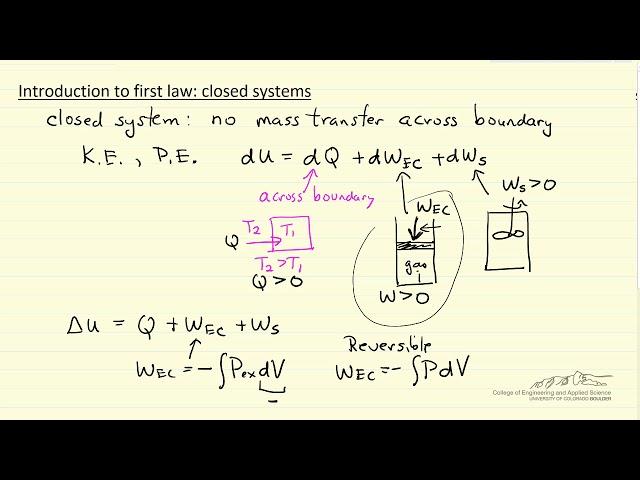 Introduction to First Law: Closed System