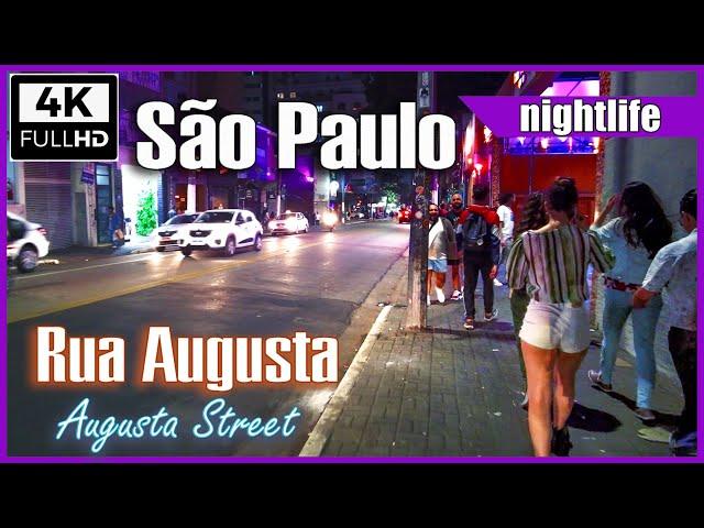 [4K] Rua Augusta em 4k à noite - Sao Paulo nightlife - Sao Paulo em 4k - Sao Paulo walk tour in 4k