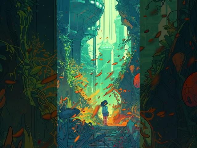 Using #ai #midjourney  to create an #animebackground  #lofi #procreate #animation #illustration