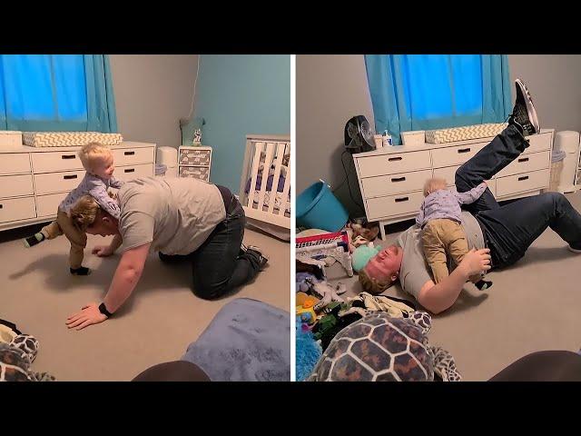 Epic father and son wrestling match will have you in stitches! #shorts