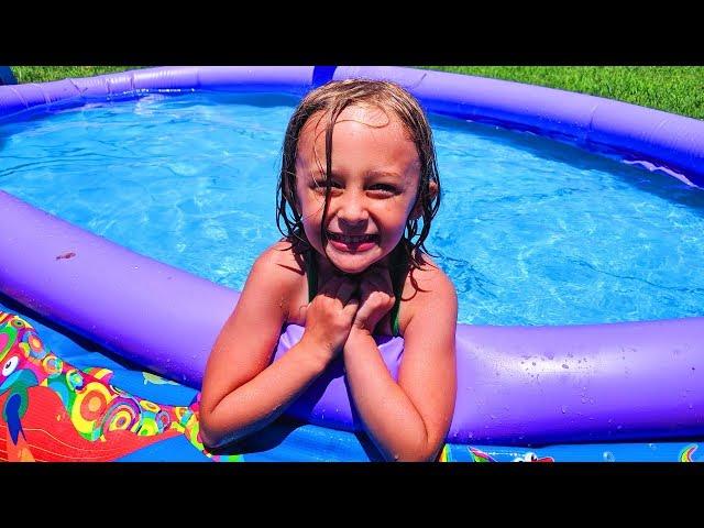 Chloe and Isaac Playing Pretend with Summer Outdoor Play Toys for Kids in a Swimming Pool