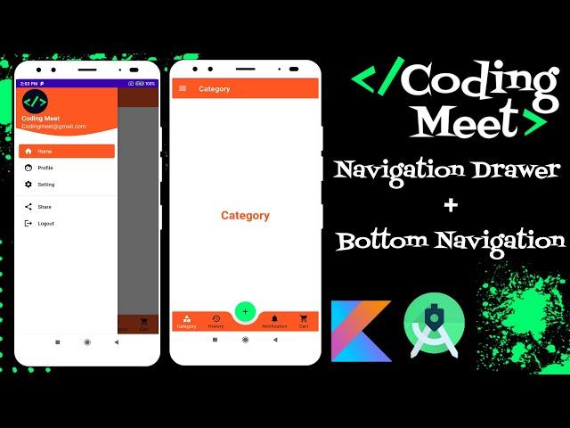 How to Create Navigation Drawer and Bottom Navigation Bar in Android Studio Kotlin