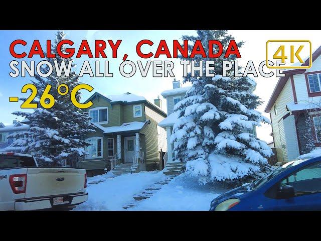 -26°C Freezing Cold and Driving Around NE Calgary Canada