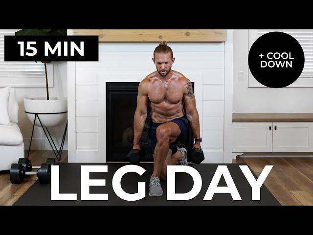 15 Min COMPOUND LEG WORKOUT with Dumbbells at Home + Cool Down