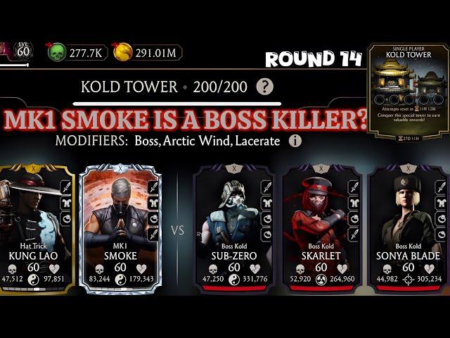 MK1 Smoke & Mileena Vs Kold Tower Boss Battle 200 & 170,180 Fight + Rewards MK Mobile