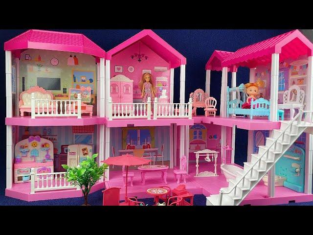 9 Minutes Satisfying with Unboxing Pink Barbie House Playset Review Toys | ASMR