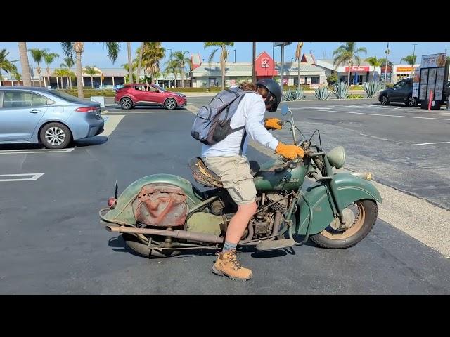 1947 Indian Chief Start Up and Run Vintage Bike OC