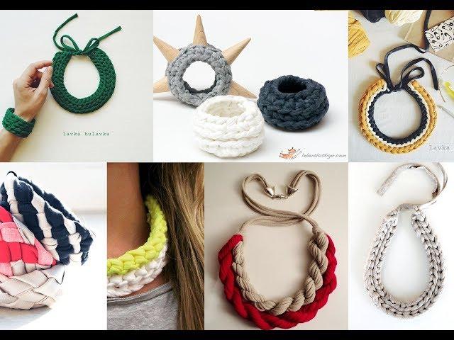 T-shirt yarn and cord jewelry - ideas for knitting and inspiration