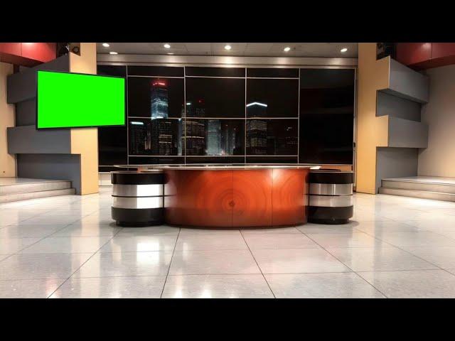 Ai Generated News Studio Desk Green Screen | Free To Use