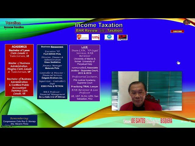 TAXATION -TRAIN Law - Gross Income - Dean Joe-Santos Balagtas Bisquera - UM BAR Review.