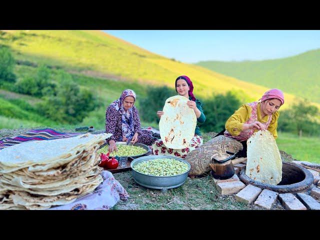 IRAN Daily Village Life! Baking Lavash Bread in Tandoor and Harvesting Broad Beans