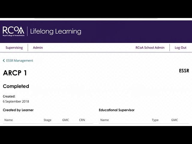 RCoA Lifelong Learning: Annual Review of Competence Progression (ARCP)