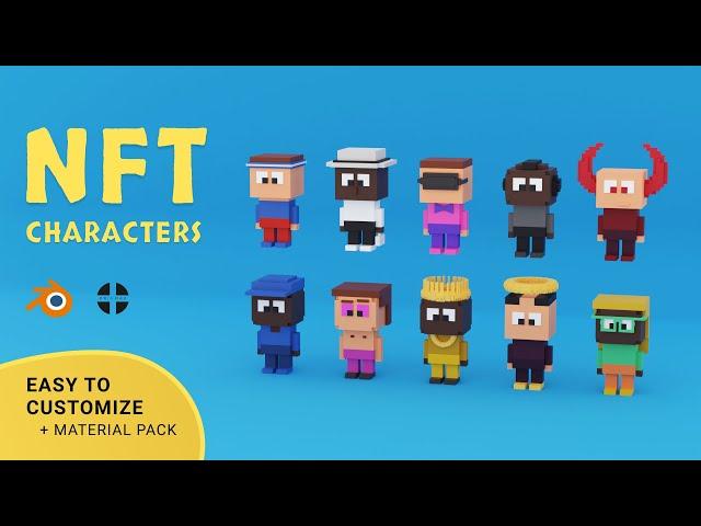 NFT VOXEL characters for Blender (.blend file + tutorial)