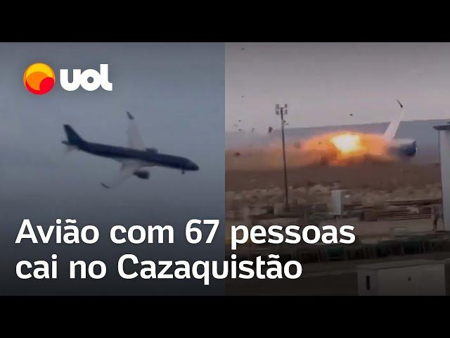 Veja momento em que avião com 67 pessoas cai no Cazaquistão