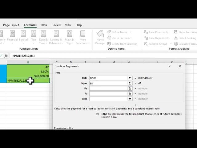 O365 Excel - How to use the Payment (PMT) Function