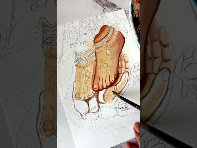Radha Rani feet drawing #radheradhe #radhadrawing