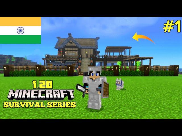 Minecraft Pe Survival series EP-1 in Hindi 1.20 | I made survival house & iron armour | #minecraftpe