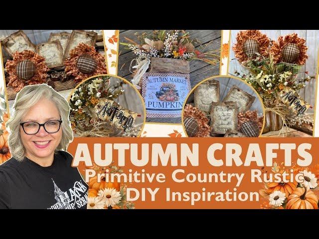 2024 Autumn Crafts  Primitive Country Rustic DIY Inspiration  Fabric Flowers Upcycle DIYs