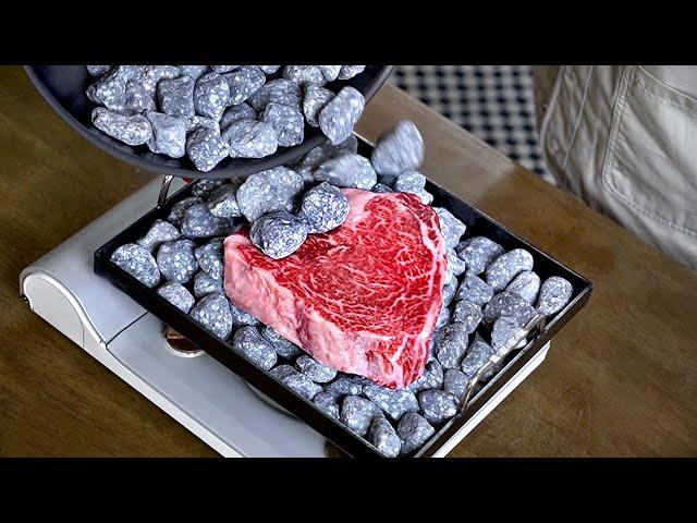 I poured HOT stones into a 6cm thick steak