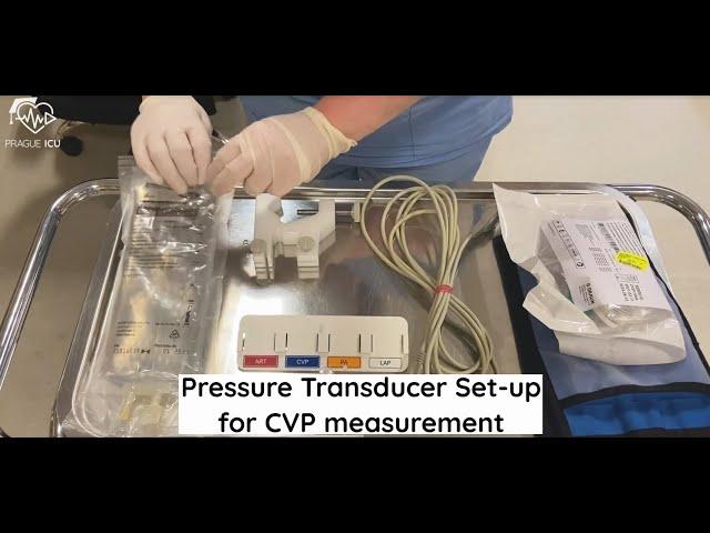 Pressure transducer set-up for CVP measurement